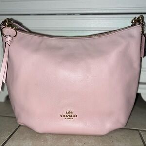 Authentic Coach Large Pink Skylar Hobo Shoulder Purse Bag Gold Zipper